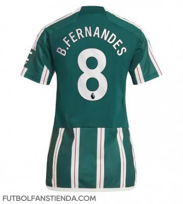 Manchester United Bruno Fernandes #8 Segunda Equipación Mujer 2023-24 Manga Corta